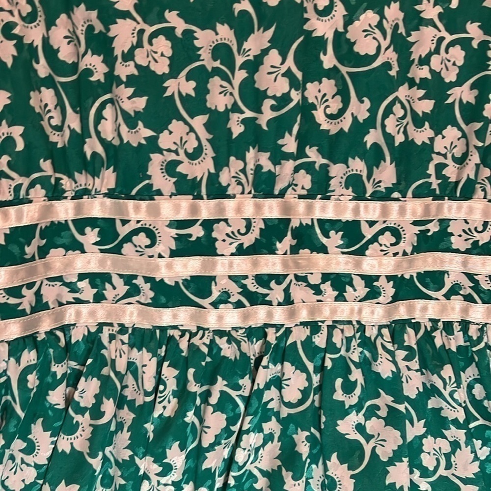 Gorgeous Kelly Green Paisley Button Vintage Flowy Short Sleeve Plus Dress 16 - Picture 3 of 9